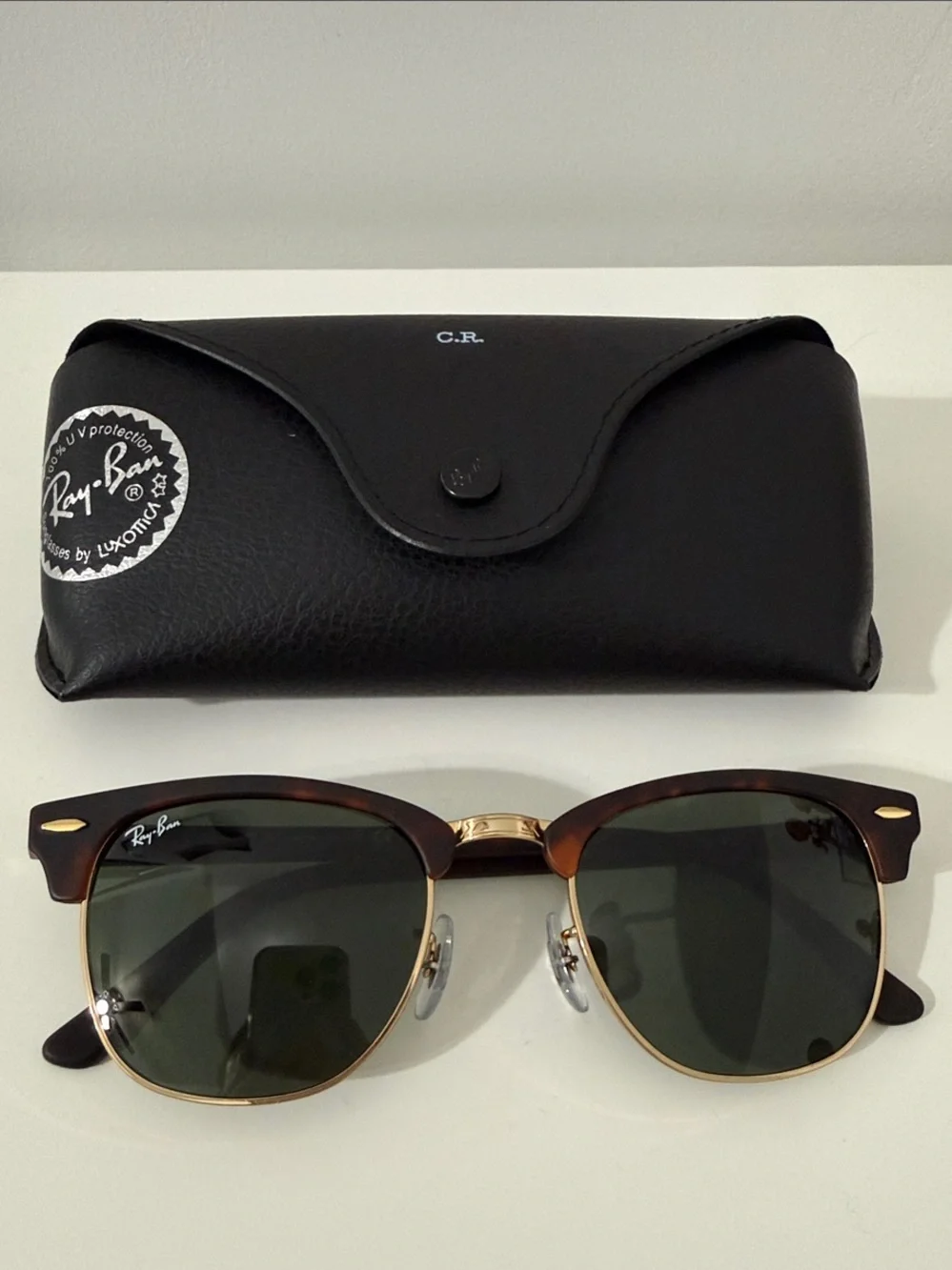 BRAND NEW Ray-Ban Clubmaster Sunglasses - Matte Havana & Green